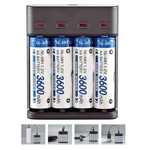 Greentech Pil Şarj Cihazı (Dört Yuvalı) - 1.2V Ni-Mh / Ni-Cd Aa / Aaa / GT-BC07