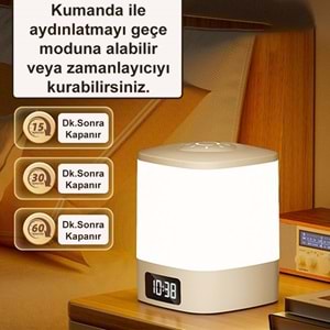 Greentech Şarjlı Saatli Masa ve Gece Lambası / GT-CL10