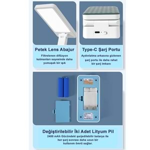 Greentech Masaüstü Şarjlı Katlanabilir Portatif LED Aydınlatma / GT-CL11P