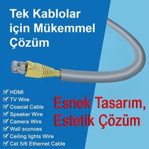 Greentech Esnek Kablo Kanalı Şeritli Gri / GT-KK10