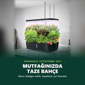 Greentech Hidroponik Topraksız Yetiştirme Seti, 12 Yuvalı, 20 W LED Işıklı, Otomatik Pompalı / GT-PG11S