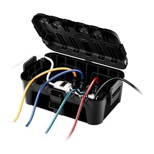 Greentech Dış Mekan Su Geçirmez Priz ve Kablo Bağlantı Kutusu, IP54, 6 Girişli, 32x22x13 cm, Siyah / GT-PK11