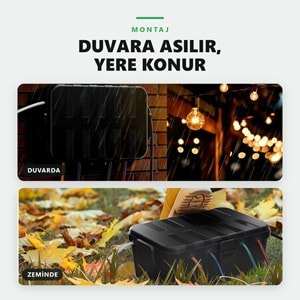 Greentech Dış Mekan Su Geçirmez Priz ve Kablo Bağlantı Kutusu, IP54, 6 Girişli, 32x22x13 cm, Siyah / GT-PK11