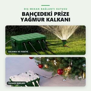 Greentech Dış Mekan Su Geçirmez Priz ve Kablo Bağlantı Kutusu, IP54, 6 Girişli, 32x22x13 cm, Yeşil / GT-PK12