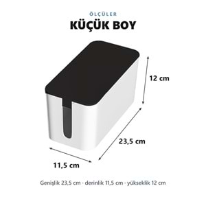Greentech Kapaklı Kablo Düzenleyici ve Priz Saklama Kutusu, Siyah - Beyaz, Küçük Boy / GT-PK16