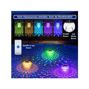 Greentech Güneş Enerjili, Klor Hazneli, Kumandalı Havuz LED Aydınlatma 1 Adet/GT-PL01