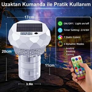 Greentech Güneş Enerjili Kumandalı Havuz LED Aydınlatma 1 ADET/GT-PL04