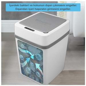 Greentech Sensörlü 12 Litre Çöp Kovası (Şarj Edilebilir Lityum Pilli) / GT-SC01