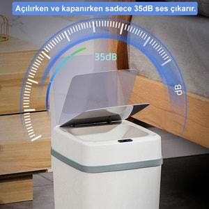 Greentech Sensörlü 12 Litre Çöp Kovası (Şarj Edilebilir Lityum Pilli) / GT-SC01