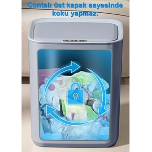 Greentech Sensörlü 22 Litre Çöp Kovası (Şarj Edilebilir Lityum Pilli) / GT-SC05