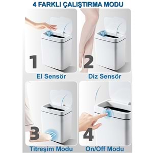 Greentech Sensörlü 18 Litre Çöp Kovası (Şarj Edilebilir Lityum Pilli) / GT-SC15