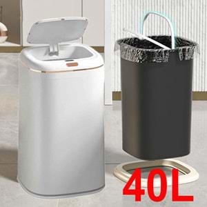 Greentech Sensörlü 40 Litre Çöp Kovası Şarj Edilebilir Lityum Pilli Beyaz / GT-SC21B