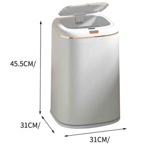 Greentech Sensörlü 40 Litre Çöp Kovası Şarj Edilebilir Lityum Pilli Beyaz / GT-SC21B
