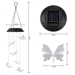 Greentech Güneş Enerjili Renk Geçişli Kristal Kelebek Aydınlatma / GT-SL08