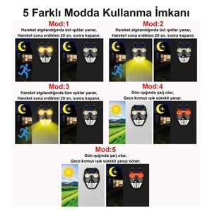 Greentech Güneş Enerjili - Yüz Görünümlü Led Aydınlatma / GT-SL19