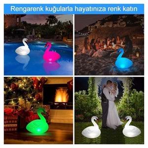 Güneş Enerjili Renk Değiştiren Led’li Şişme Kuğu / GT-SL24
