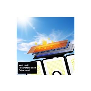 Greentech Güneş Enerjili 223 COB Ledli, Hareket Sensörlü, 3 Taraflı Aydınlatma / GT-SL25