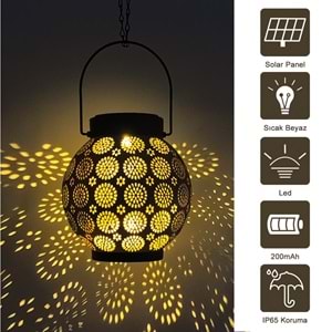 Greentech Güneş Enerjili Dekoratif Led Fener / Askılı Bahçe Feneri /Bahçe Dekorasyon Fen/ GT-SL25/G