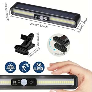 Greentech Güneş Enerjili Hareket Sensörlü Mandallı LED Aydınlatma / GT-SL29