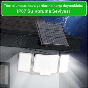 Greentech 348 Ledli, Güneş Enerjili, Hareket Sensörlü, 3 Taraflı Aydınlatma / GT-SL30