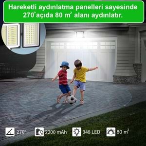 Greentech 348 Ledli, Güneş Enerjili, Hareket Sensörlü, 3 Taraflı Aydınlatma / GT-SL30