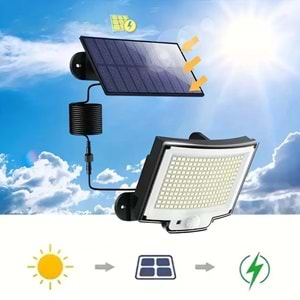 Greentech Güneş Enerjili, Hareket Sensörlü, 228 Boncuk LED Aydınlatma / GT-SL33