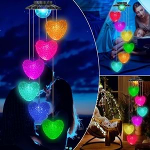 Greentech Güneş Enerjili Renk Geçişli Kristal Kalp Aydınlatma / GT-SL40