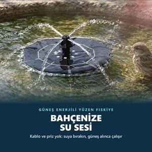 Greentech Güneş Enerjili Yüzen Fıskiye, 32 Renkli LED, 7 Başlıklı Süs Havuzu ve Kuş Banyosu Çeşmesi / GT-SL44