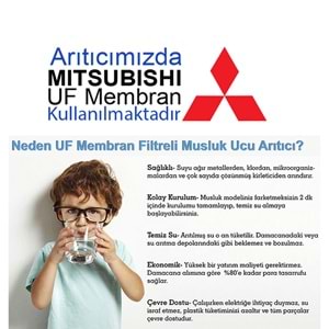 Greentech Water UF Membran Filtreli Musluk Ucu Arıtıcı / 3 Adet UF Membran Filtreli Kartuş / GW-D01P2