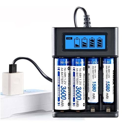 Greentech Pil Şarj Cihazı (Dört Yuvalı) - 1.2V Ni-Mh / Ni-Cd AA / AAA / GT-BC03