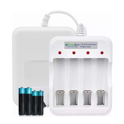 Greentech Pil Şarj Cihazı (Dört Yuvalı) - 1.2V Ni-Mh / Ni-Cd AA / AAA / GT-BC04