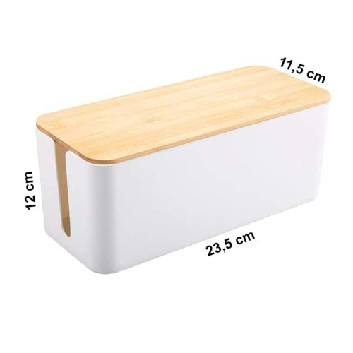 Greentech Kablo Düzenleme Kutusu (Bambu+Beyaz Renk-Küçük Boy) GT-PK01