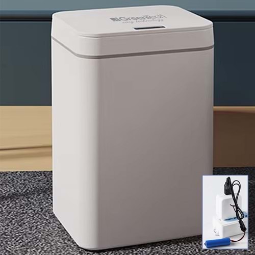 Greentech Sensörlü 16 Litre Çöp Kovası (Şarj Edilebilir Lityum Pilli) / GT-SC03 TEŞHİR BEYAZ