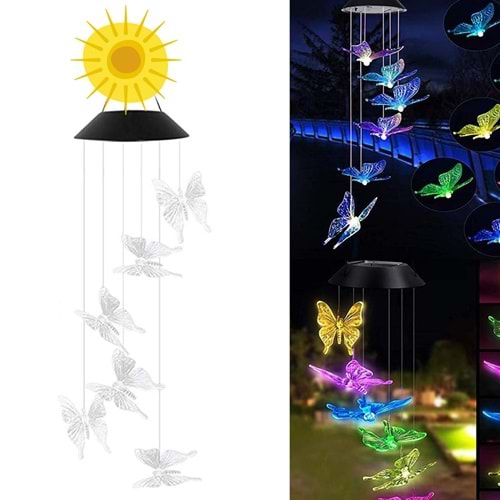 Greentech Güneş Enerjili Renk Geçişli Kristal Kelebek Aydınlatma / GT-SL08