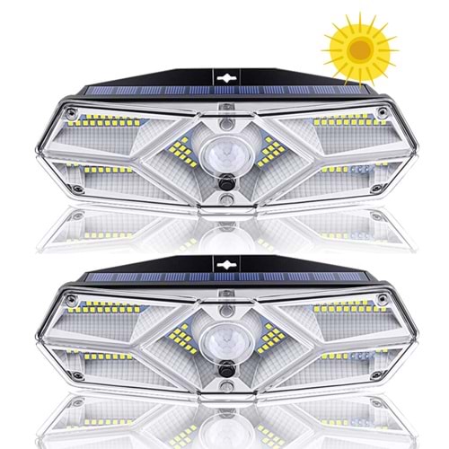 Greentech Güneş Enerjili Hareket Sensörlü, 6 Taraflı 104 Led Aydınlatma / GT-SL13-2 Adet
