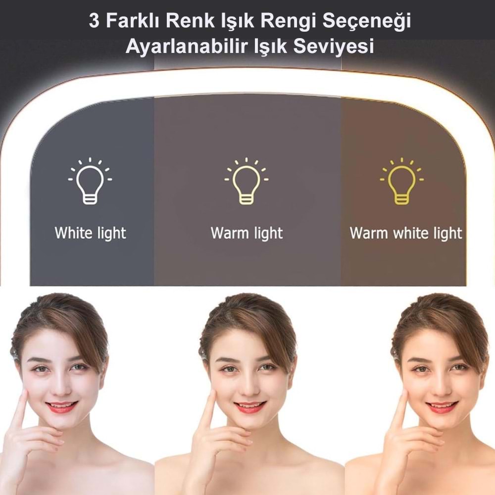 Greentech Dokunmatik Şarjlı LED Işıklı Ayna / GT-CL52