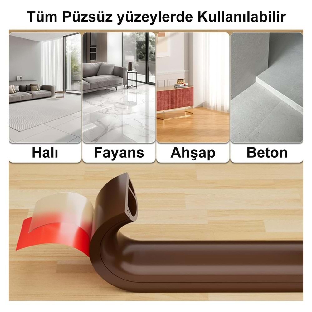 Greentech Esnek Kablo Kanalı, Kablo Koruyucu ve Düzenleyici (Kendinden Yapışkanlı) Kahverengi / GT-KK23