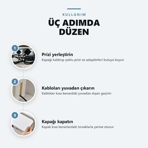 Greentech Kapaklı Kablo Düzenleyici ve Priz Saklama Kutusu, Beyaz, Ekstra Büyük Boy / GT-PK08
