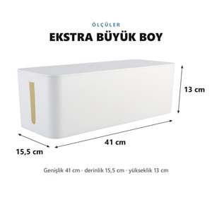Greentech Kapaklı Kablo Düzenleyici ve Priz Saklama Kutusu, Beyaz, Ekstra Büyük Boy / GT-PK08