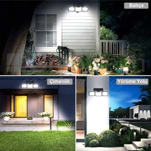 Greentech Güneş Enerjili Hareket Sensörlü 3 Taraflı Led Aydınlatma / GT-SL07
