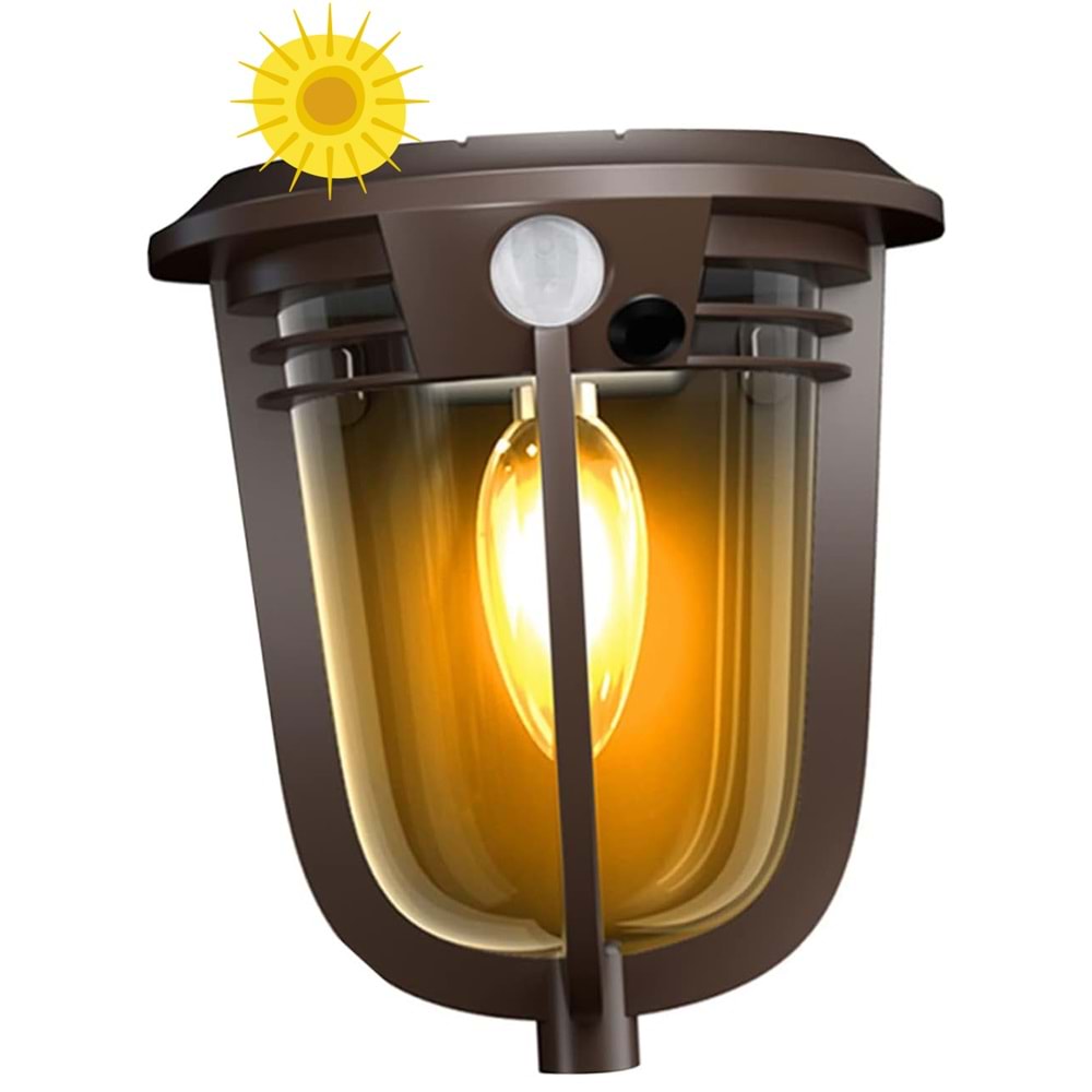 Greentech Güneş Enerjili Hareket Sensörlü, Cob Led Duvar Aplik / GT-SL18