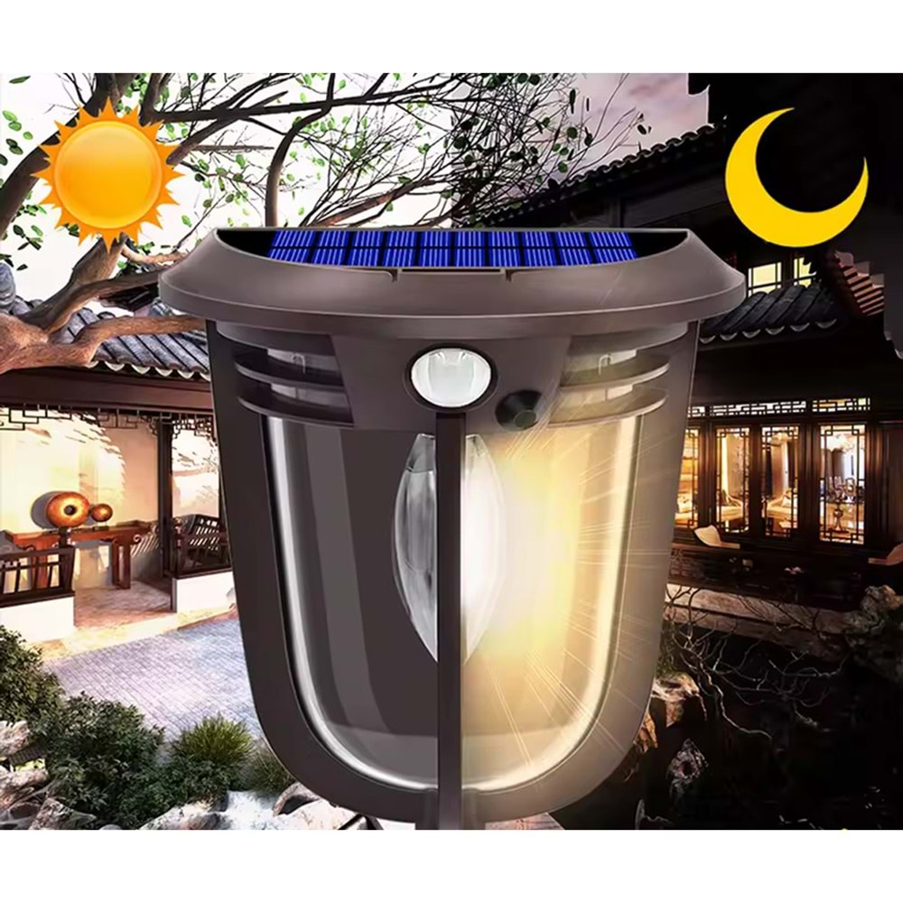 Greentech Güneş Enerjili Hareket Sensörlü, Cob Led Duvar Aplik / GT-SL18