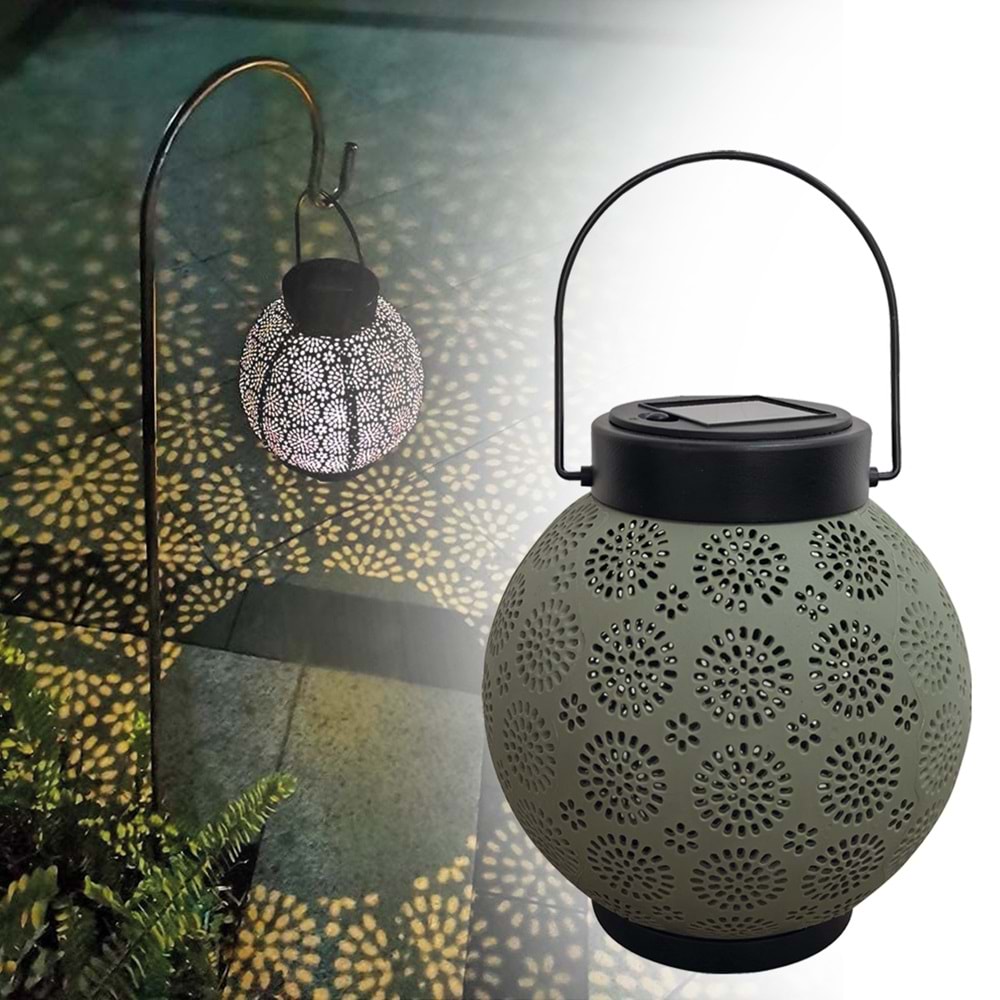 Greentech Güneş Enerjili Dekoratif Led Fener / Askılı Bahçe Feneri /Bahçe Dekorasyon Fen/ GT-SL25/G