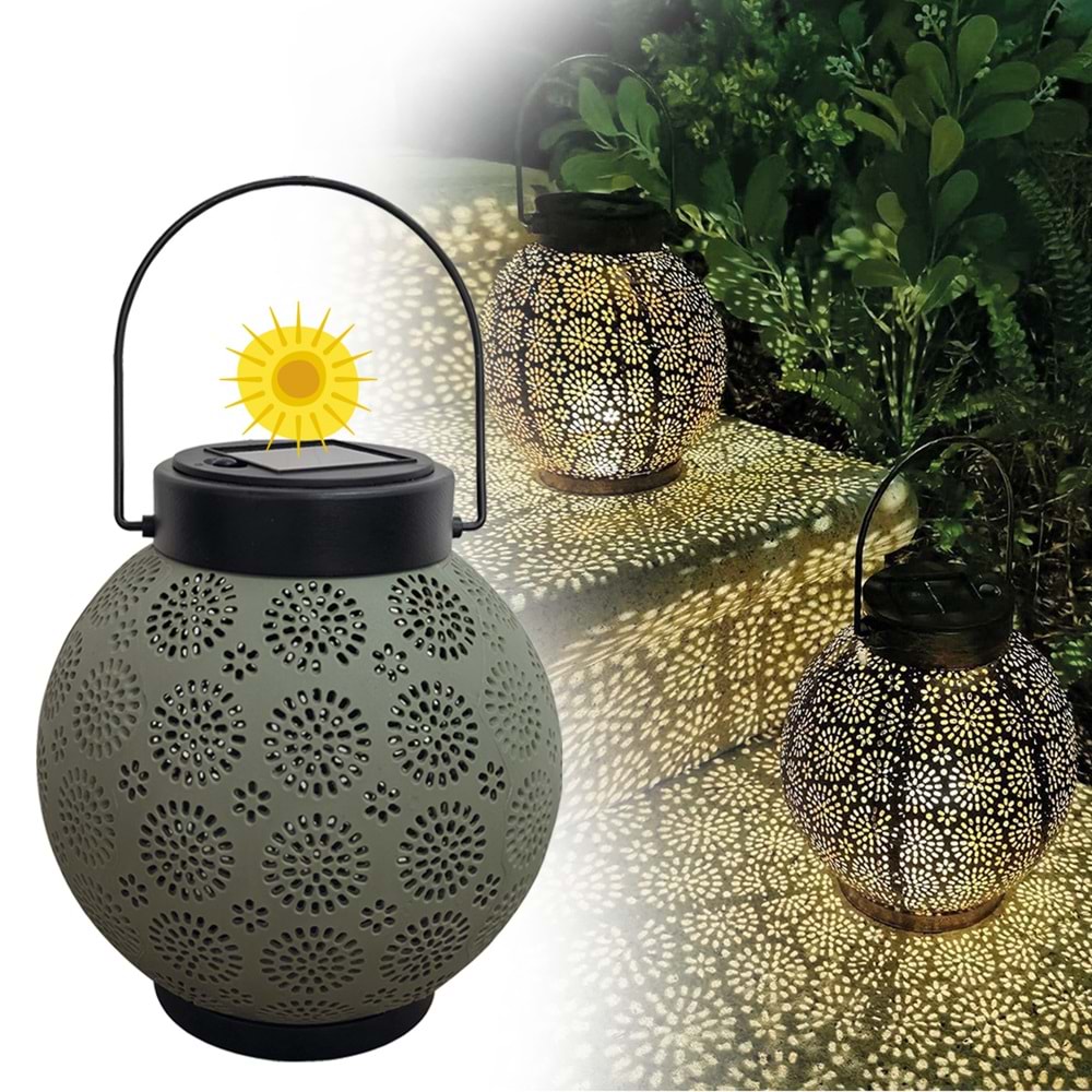 Greentech Güneş Enerjili Dekoratif Led Fener / Askılı Bahçe Feneri /Bahçe Dekorasyon Fen/ GT-SL25/G