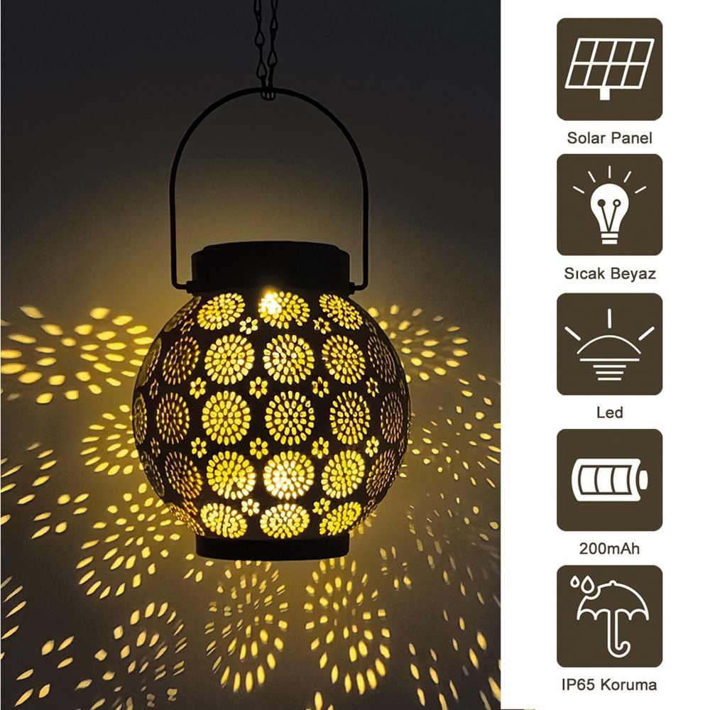 Greentech Güneş Enerjili Dekoratif Led Fener / Askılı Bahçe Feneri /Bahçe Dekorasyon Fen/ GT-SL25/G