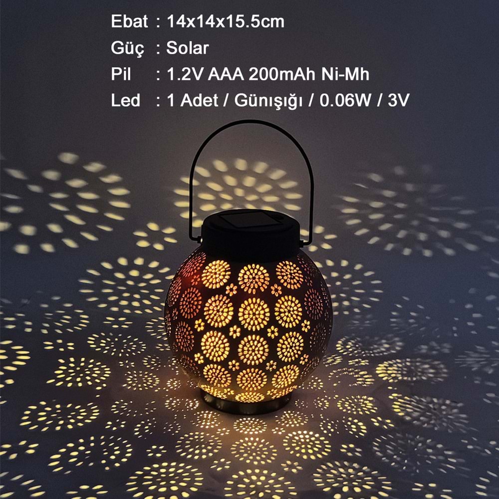 Greentech Güneş Enerjili Dekoratif Led Fener / Askılı Bahçe Feneri /Bahçe Dekorasyon Fen/ GT-SL25/G