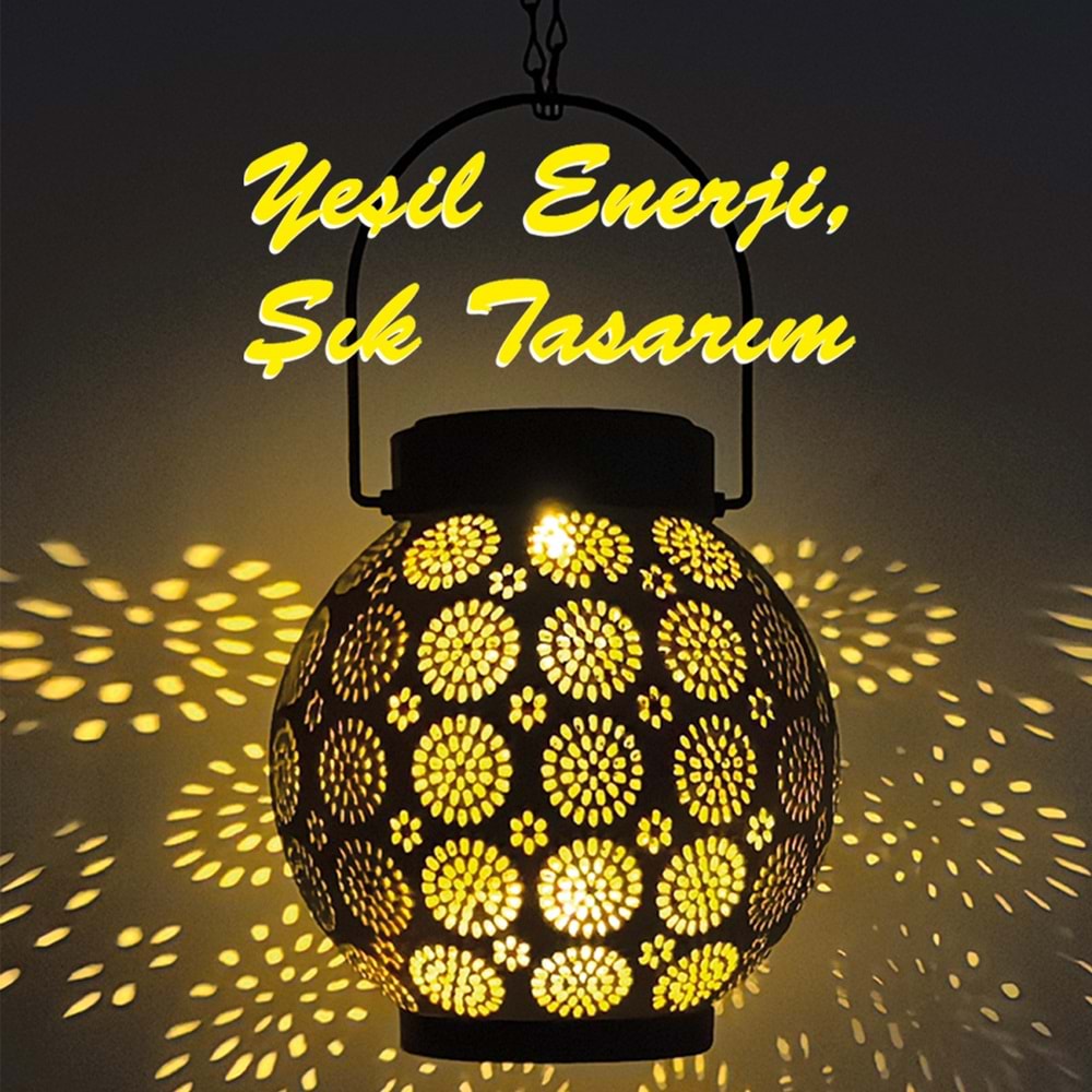 Greentech Güneş Enerjili Dekoratif Led Fener / Askılı Bahçe Feneri /Bahçe Dekorasyon Fen/ GT-SL25/G