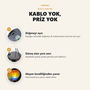 Greentech Güneş Enerjili Askılı Sıcak Hava Balonu Bahçe Feneri, Renkli Cam, Alev Efektli LED Işık / GT-SL43