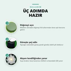 Greentech Güneş Enerjili Yüzen Nilüfer Havuz Lambası, Sıcak Beyaz LED, Süs Havuzu ve Gölet, Beyaz / GT-SL45B