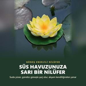 Greentech Güneş Enerjili Yüzen Nilüfer Havuz Lambası, Sıcak Beyaz LED, Süs Havuzu ve Gölet, Sarı / GT-SL45S